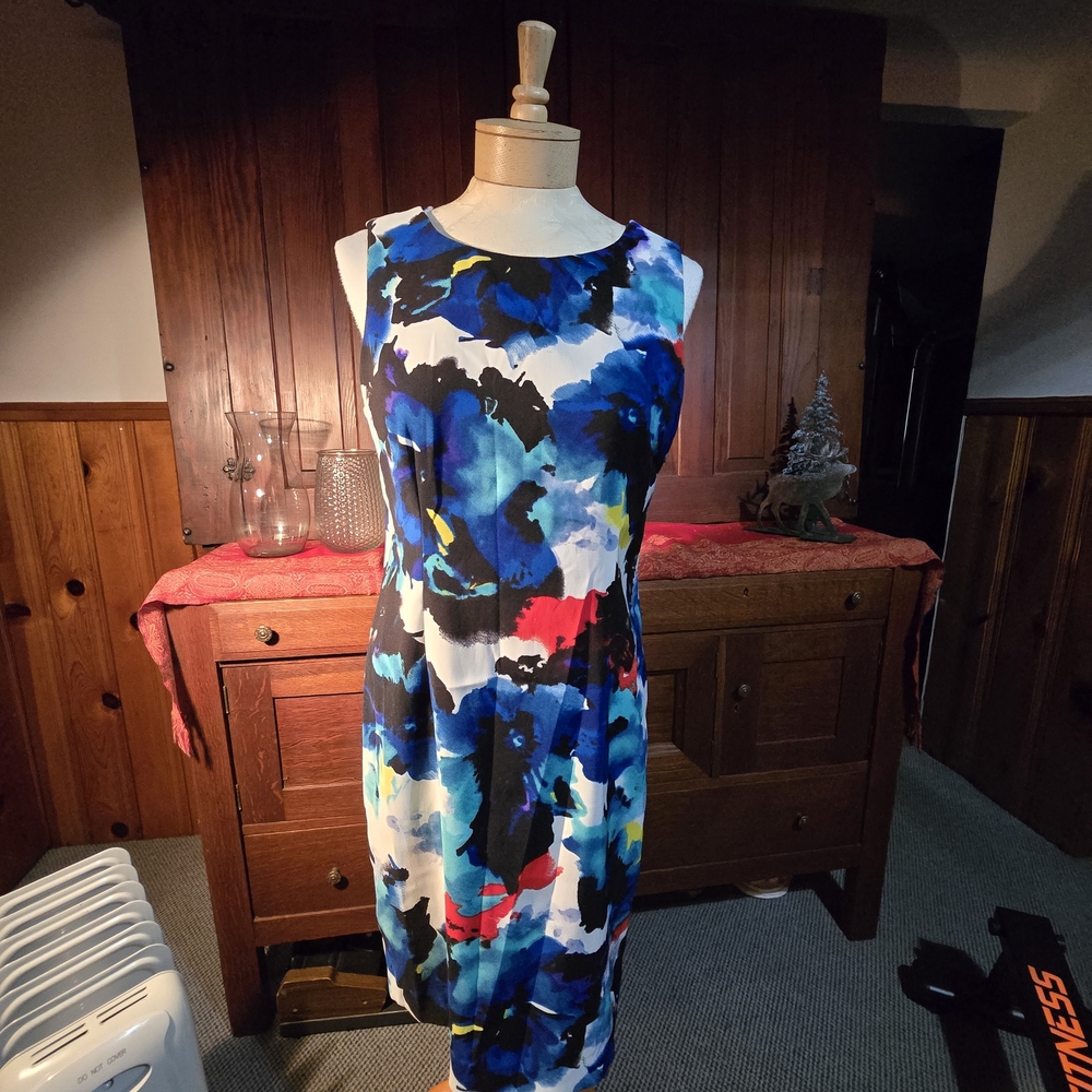 Mario Serrani Vibrant Blue and Black Midi Dress